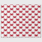 Kustpatroon van rode krab op wit cadeaupapier (Vlak)