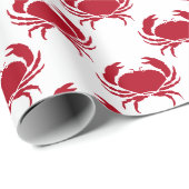 Kustpatroon van rode krab op wit cadeaupapier (Rol Hoek)