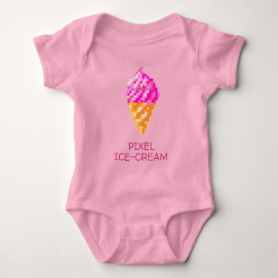 KUSTPIXEL MET 8 BITS ART PINK ICE CREAM GEEK BABY  ROMPER
