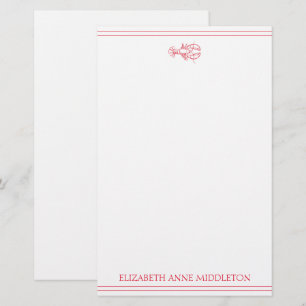 Kustpreppy Red en White Lobster gepersonaliseerd Briefpapier