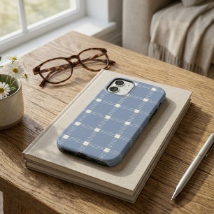 Kustpreppy Stofblauwe Gingham Schotse Ruit Hoesje