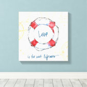 Kustprijsopgave | Liefde is de beste levensredder Canvas Afdruk (Insitu (Houten vloer))