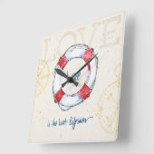 Kustprijsopgave | Liefde is de beste levensredder Vierkante Klok (Hoek)