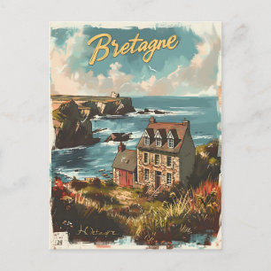 Kustretraite: stenen huizen aan de kust van Bretag Briefkaart