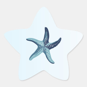 Kustromance Blauwe Aquarel Zeester Bruiloft Ster Sticker