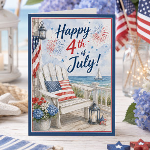 Kustrood Wit Blauw Patriottische 4 juli kaart