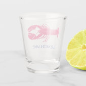 Kustroze en marineblauwe kreeft gepersonaliseerd shot glas (Achterkant)