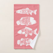 Kustroze vis en koraalroze bad handdoek (Handdoek)