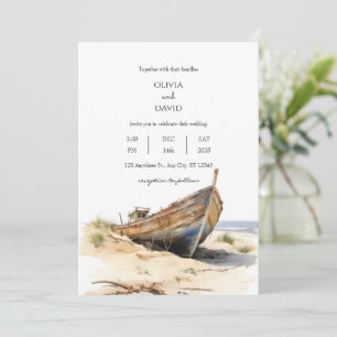 Kustrustieke scheepswrak Shoreline Beach Bruiloft Kaart