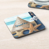 Kustschelpen en Starfish Aangepast Bier Onderzetter (Linkerzijde)