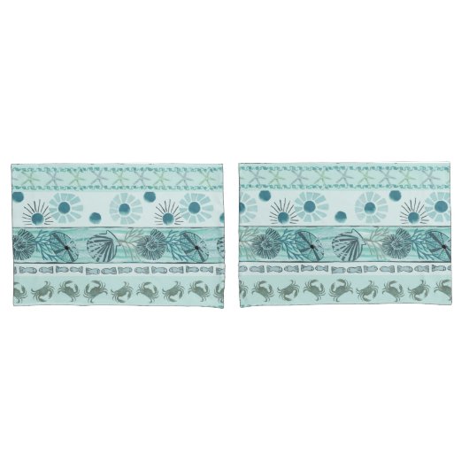 Kustschelpen Krabben Zeesterren Boheemse Kussensloop (Voorkant-Set)