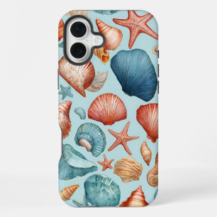 Kustschelpen & Zeesterpatroon iPhone 16 Plus Hoesje