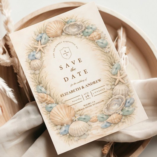 Kustschelpkrans Bruiloft Save The Date