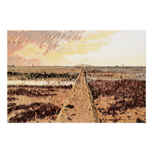 Kustschemering: Ardrossan Beach Watercolour Perfect Poster