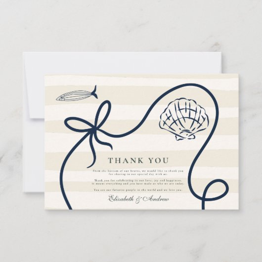 Kustschets bruiloft bedankkaart (Voorkant)