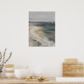 Kustschilderij waterverf met zeilboten - poster (Keuken)