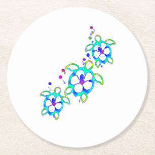 Kustschildpad Honu Hawaiian Ronde Kartonnen Onderzetter