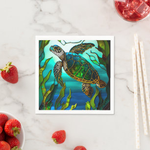 Kustschildpad Zee tropisch Blauwgroen blauw groen Servet