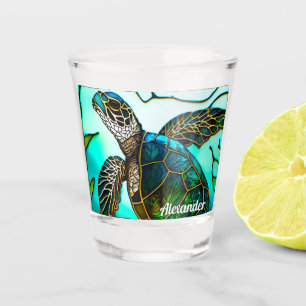 Kustschildpad Zee tropisch Blauwgroen blauw groen Shot Glas