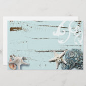 Kustschors, aquavia, blauwe zeesterren briefpapier (Voorkant / Achterkant)