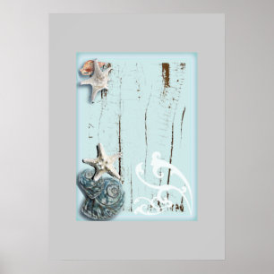 Kustschors, aquavia, blauwe zeesterren poster