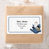 Kustseashell strandblauwe iris elegant modern etiket (Insitu)