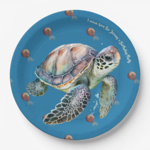 Kuststijl oceaan en schildpad Waterverf op maat Papieren Bordje