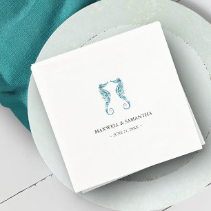 Kuststrand Aangepaste zeepaarden Servet