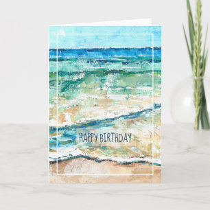 Kuststrand Abstract geschilderde kunst Happy Birth Kaart