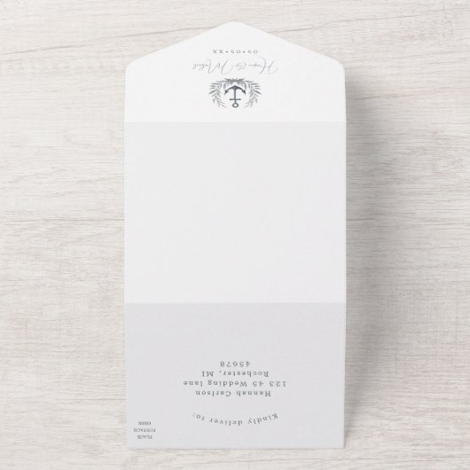 kuststrand Alles in één bruiloft uitnodigen All In One Uitnodiging (Buitenkant)