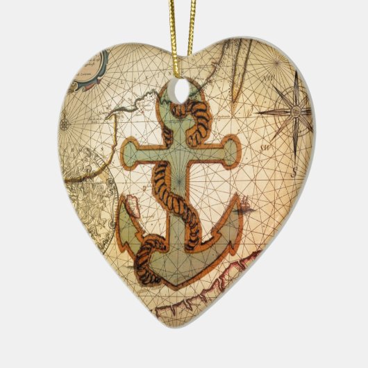 kuststrand anker keramisch ornament (Links)