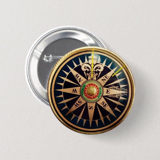 kuststrand antiek kompas ronde button 5,7 cm (Voorkant /achterkant)