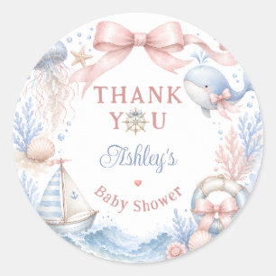 Kuststrand Baby Shower Bedankt Ronde Sticker