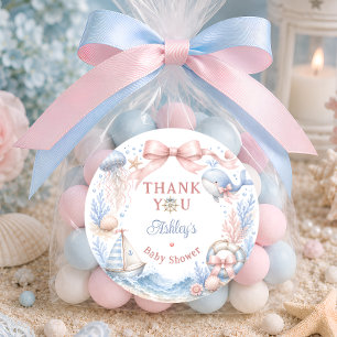 Kuststrand Baby Shower Bedankt Ronde Sticker