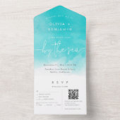 Kuststrand Bestemming QR Code RSVP Bruiloft All In One Uitnodiging (Binnen)