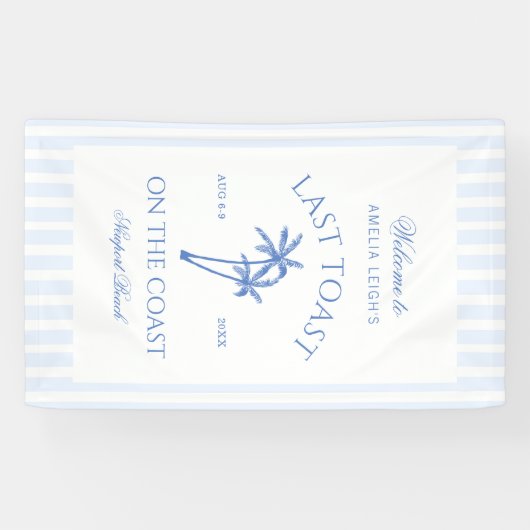 Kuststrand Blauwe Palmbomen Bachelorette Banner (Horizontaal)