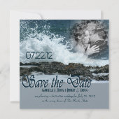 Kuststrand bruiloft save the date (Voorkant)