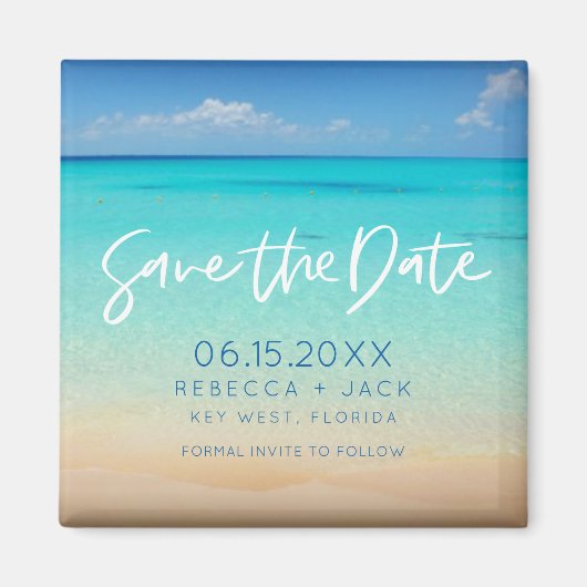 Kuststrand bruiloft Save the Date Magneet (Voorkant)