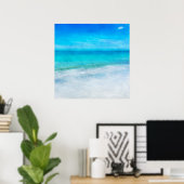 Kuststrand Decor Blauwgroen Aqua Turquoise Blue Poster (Thuiskantoor)