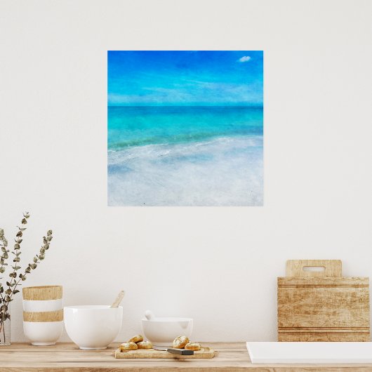 Kuststrand Decor Blauwgroen Aqua Turquoise Blue Poster (Keuken)