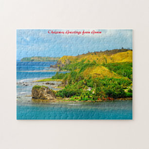 Kuststrand Guam.Kerstgroeten Legpuzzel