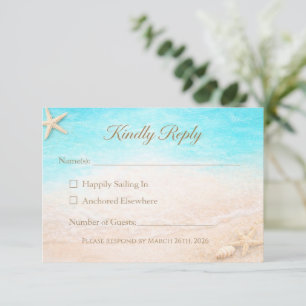 Kuststrand Huwelijks RSVP Kaart Zeester