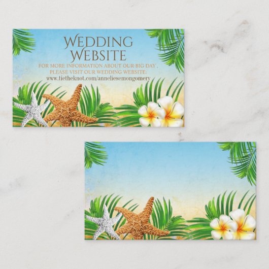 Kuststrand - Huwelijkswebsite Informatiekaartje (Voorkant / Achterkant)