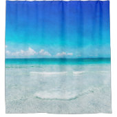 Kuststrand in de Blauwgroen Aqua Turquoise Blue Douchegordijn (Voorkant)