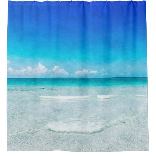 Kuststrand in de Blauwgroen Aqua Turquoise Blue Douchegordijn (Voorkant)