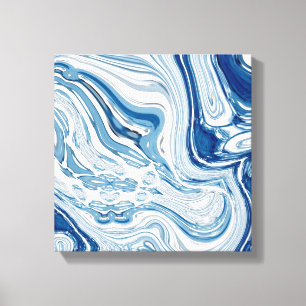kuststrand nautische golven waterverf blauwe zwemm canvas afdruk