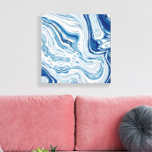 kuststrand nautische golven waterverf blauwe zwemm canvas afdruk (Insitu (Woonkamer))