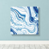kuststrand nautische golven waterverf blauwe zwemm canvas afdruk (Insitu (Houten vloer))