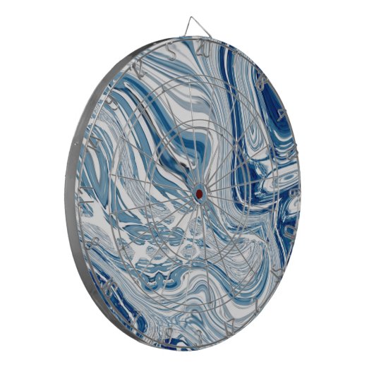 kuststrand nautische golven waterverf blauwe zwemm dartbord (Voorkant Links)