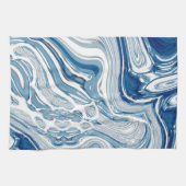 kuststrand nautische golven waterverf blauwe zwemm theedoek (Horizontaal)